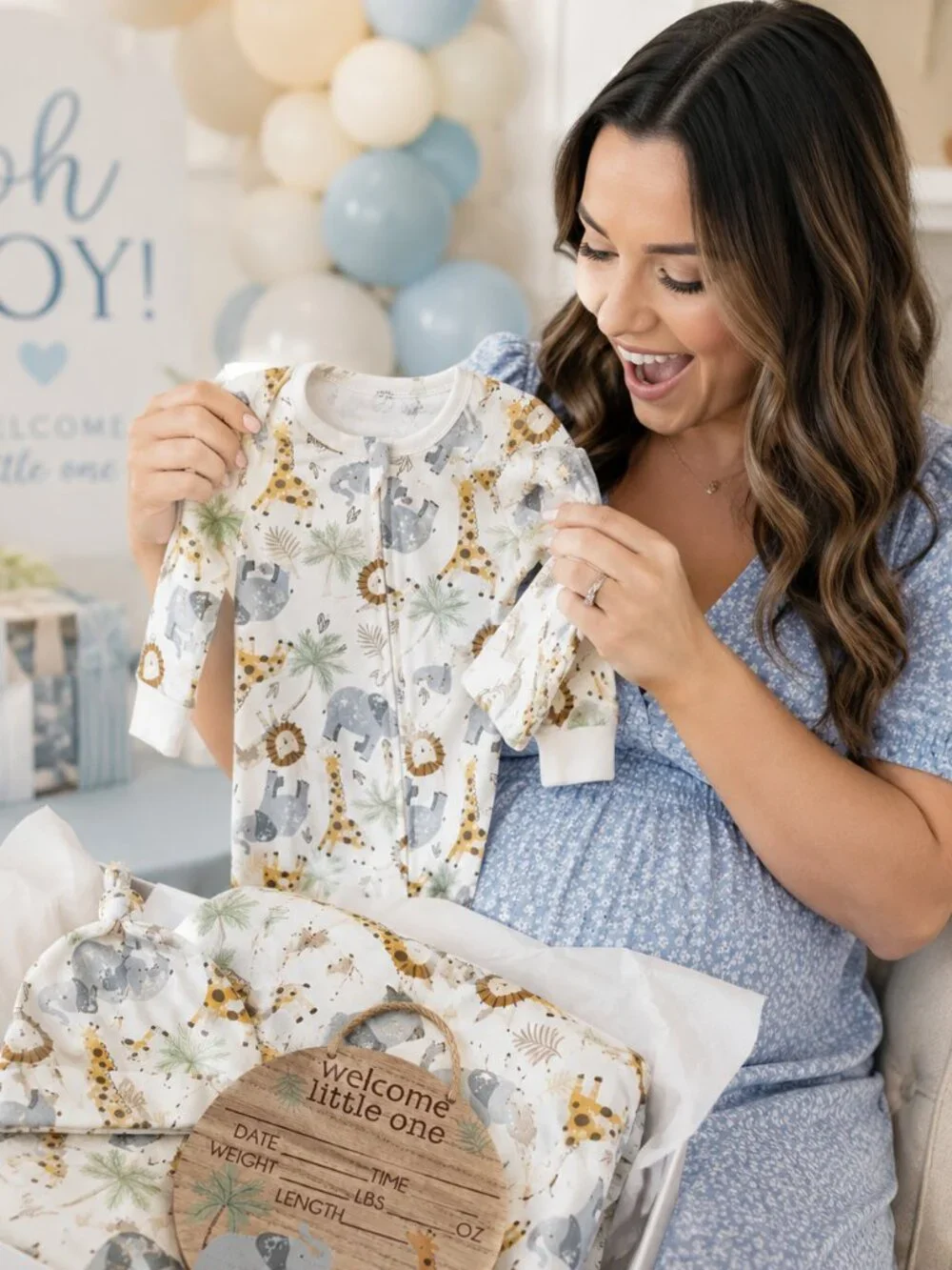 NWT Baby Essentials 4 Piece Baby Boy Gift Set 3 Months Safari Bamboo Sleeper